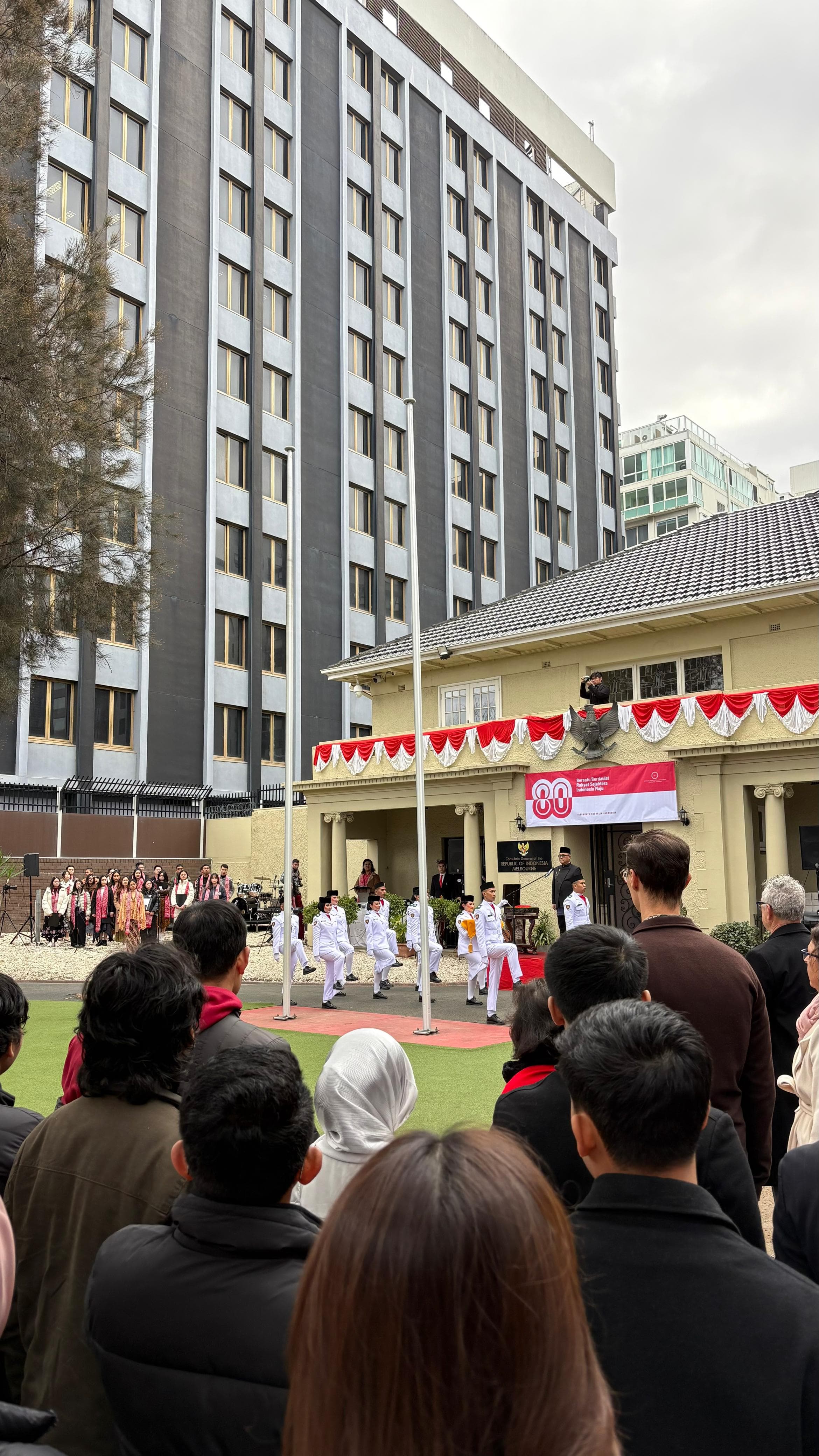 Flag-raising ceremony 17 August 2025 at KJRI Melbourne